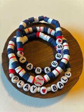 Yankees Play Ball Bracelet Set in Navy, White & Red
